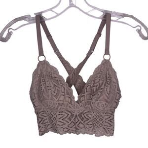 Aerie Womens Intimates Size Extra Small Beige Racerback Lace Padded Bralette